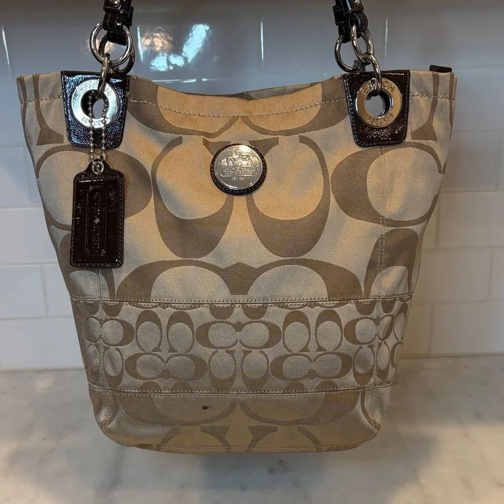 Coach Bag Purse Handbag Pocketbook Vintage Alex Signature Logo Shoulder Bag